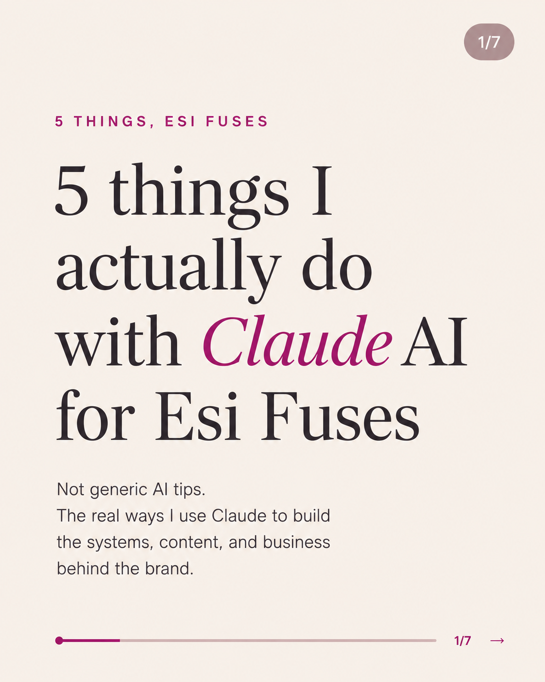 5 Things I Actually Do With Claude AI — project cover slide